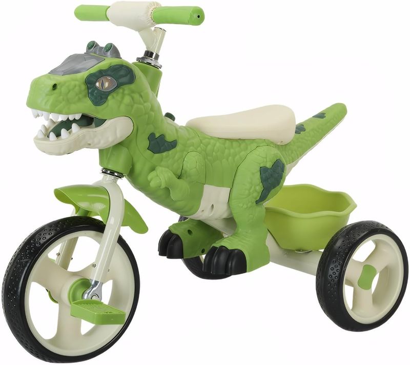 Photo 1 of Dinosaur Kids Tricycle for Rider- Toddlers Kid Trike Bike Big Wheel with Music, Storage Basket,Indoor/Outdoor Preschool Daycare Kids Bike,Best Gift for 2-6 Year Old Girls & Boys (Green)
