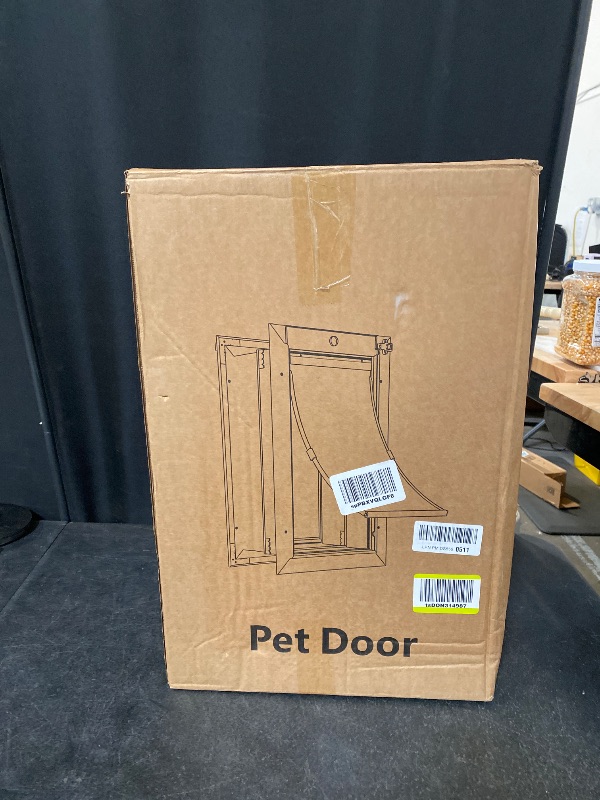 Photo 1 of 3-Flap Dog Door, All Aluminum Alloy Large Doggy Door Doggie door for Wall, Heavy Duty Pet Door Easy to Install, Energy Efficient, Telescoping Tunnel for Interior & Exterior Wall, Pet Up to 110Lb-Black