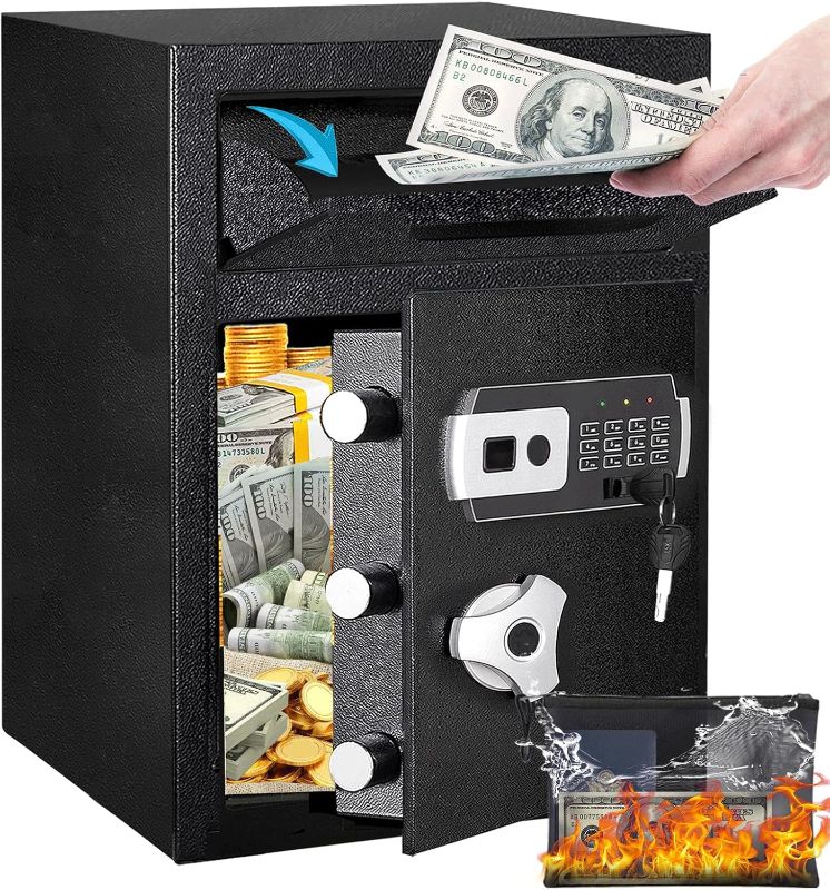 Photo 1 of 2.6 CUB Fireproof Drop Safe, Electronic Safe with Drop Slot, Drop Safe for Business, Cash Drop Safe, Money Safe for Home Hotel Restaurants Business
