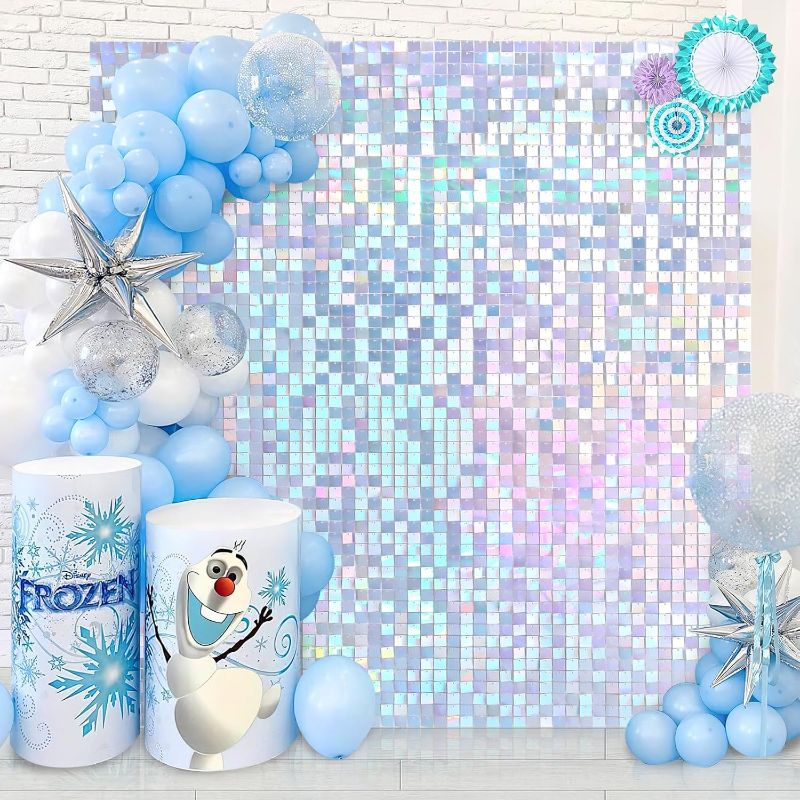 Photo 1 of Iridescent Shimmer Wall Backdrop Sequin Panel Backdrops 36 Panels Birthday Wedding Background Party Decorations