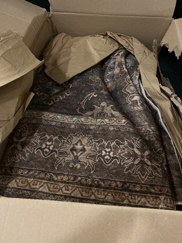 Photo 1 of Morebes Oriental 8x10 Rugs for Living Room, Washable Large Brown Rug for Bedroom Rug Non Slip, Vintage Neutral Low Pile Soft Indoor Carpet for Office Farmhouse Dining Room
