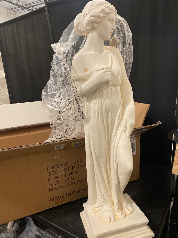 Photo 1 of GENUINQ Outdoor Garden Statue Nymph Sculpture Goddess of Greek Mythology Roman Style Outdoor Patio Yard Lawn Porch Decor 32 Inch Ivory