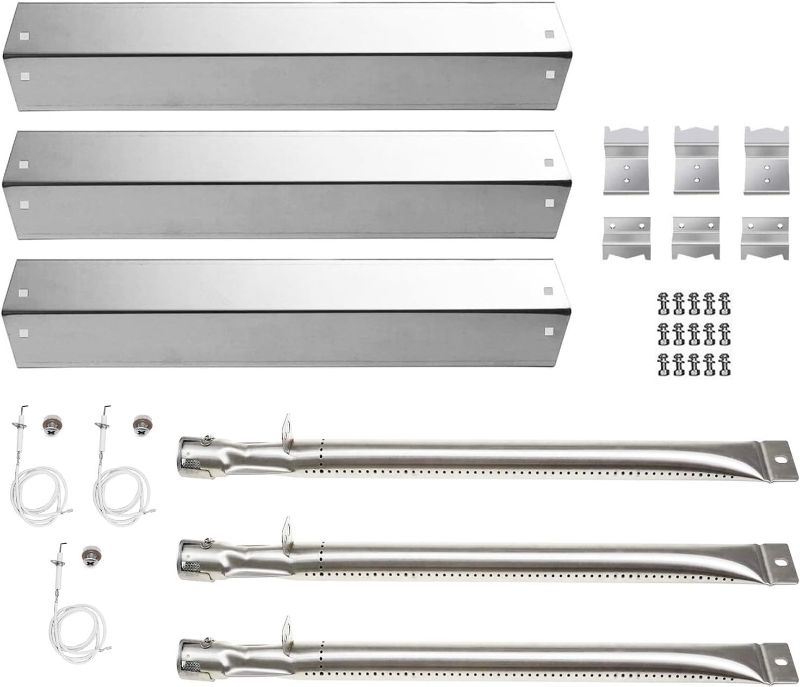 Photo 1 of S9505A (3-Pack) Replacement Parts for Chargriller 3001 3030 4000 5050 5072,5252, 5650,4208 Stainless Steel Burner and Stainless Steel Heat Plates
