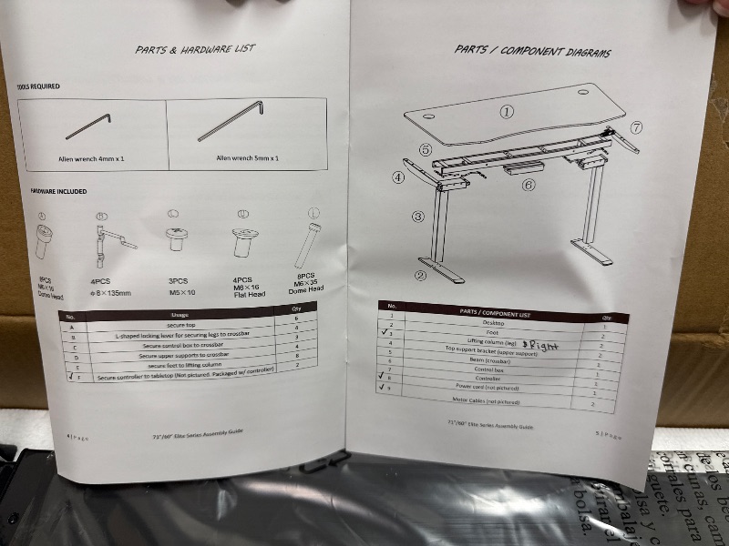Photo 1 of PARTS ONLY ApexDesk K Series 71" Height Adjustable Standing Desk  - Left & Right Legs, Motor, Power Cord 
