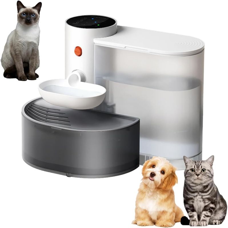Photo 1 of 105oz/3L Smart Pet Water Fountain, Innovative Automatic Water Dispenser for Cats and Dogs, Large Capacity Wireless Cat Water Fountain, Rechargeable Pet Gravity Water Dispenser, Multiple Pets (White)
