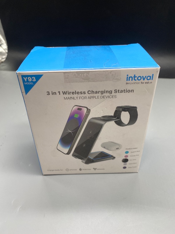 Photo 1 of Wireless Charger, 3 in 1 Wireless Charging Station, Charging Stand for i-Phone 16/15/14/13/12, Wireless Charging Station for Apple, Charging Stand for Apple Watch Series, Air-Pods (Black)
