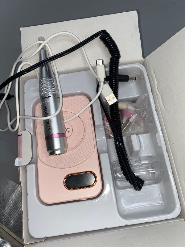 Photo 1 of Nail Drill 45000RPM, Rechargeable Nail Drill Cordless, Professional Electric Battery Operated Nail File for Thick Toenails with11 Bits Kit for Manicure Remove Gel Polish
