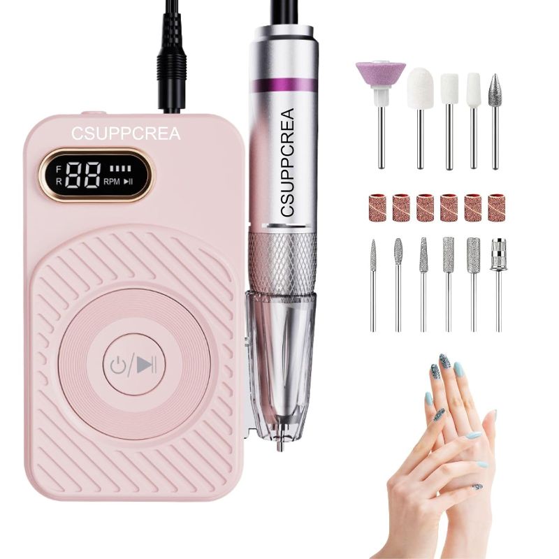 Photo 1 of Nail Drill 45000RPM, Rechargeable Nail Drill Cordless, Professional Electric Battery Operated Nail File for Thick Toenails with11 Bits Kit for Manicure Remove Gel Polish
