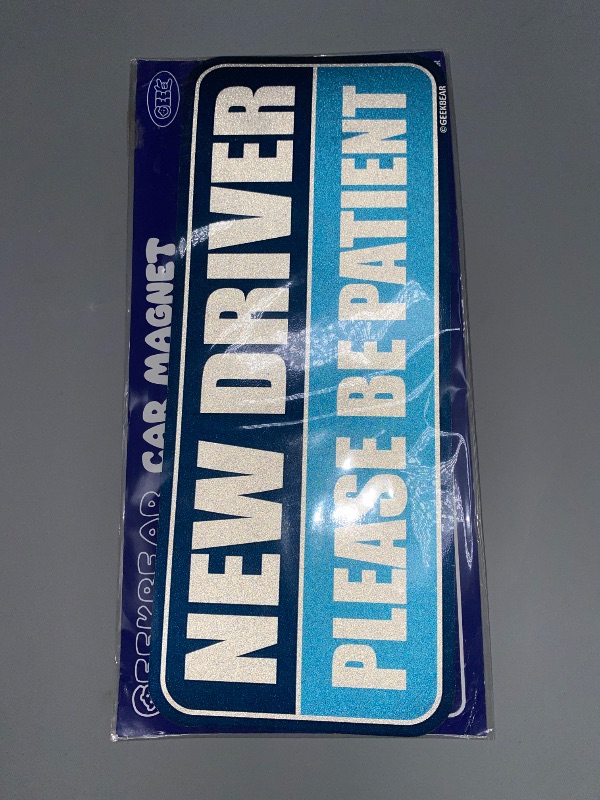 Photo 1 of GEEKBEAR New Driver Car Magnet - Colorful, Reflective, Weather-Resistant - Rectangular 8.7 x 3.5 in (Navy/Blue)
