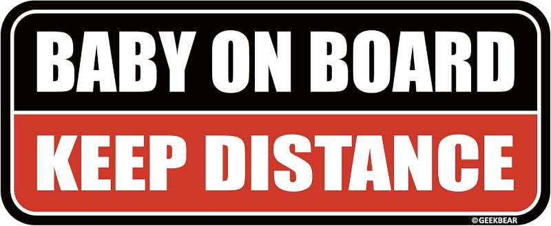 Photo 1 of GEEKBEAR Baby on Board Car Magnet - Colorful, Reflective, Weather-Resistant - Rectangular 8.7 x 3.5 in (Black/Red)