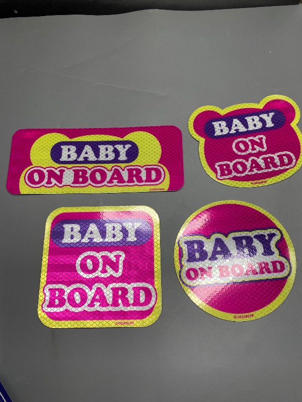 Photo 1 of GEEKBEAR [Signature] Baby on Board Car Magnet - Signature Line Series - Set of 4 (Pink)
