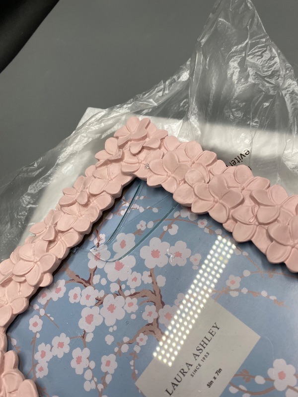 Photo 1 of Laura Ashley 4x6 Pink Flower Textured Hand-Crafted Resin Picture Frame with Easel & Hook for Tabletop & Wall Display, Decorative Floral Design Home Décor, Photo Gallery, Art, More (4x6, Pink)
