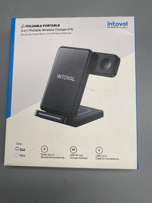 Photo 1 of Intoval 3 in 1 Wireless Charging Station for iPhone 16 Pro/16/16 Pro Max/15 Pro/15/15 Pro Max/14 Pro/14/14 Pro Max, for Apple Watch 10/Ultra 3/SE/9/8/7/6/5/4/3/2, for AirPods 4/Pro/Pro 2/3 (Y93, Grey)