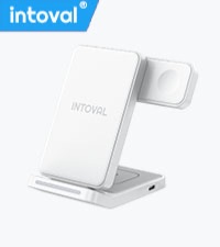 Photo 1 of Intoval 3 in 1 Wireless Charging Station for iPhone 16 Pro/16/16 Pro Max/15 Pro/15/15 Pro Max/14 Pro/14/14 Pro Max, for Apple Watch 10/Ultra 3/SE/9/8/7/6/5/4/3/2, for AirPods 4/Pro/Pro 2/3 (Y93, Grey)