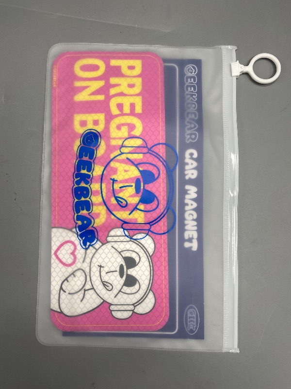Photo 1 of GEEKBEAR Pregnant on Board Car Sign - Sticker or Magnet & Color Options, Weather-Resistant