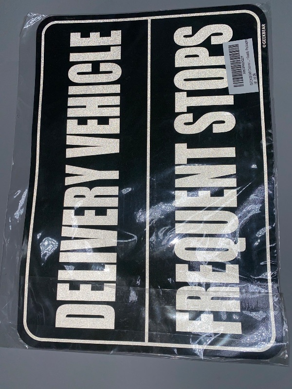 Photo 1 of GEEKBEAR Delivery Vehicle Frequent Stops Sign (BLACK , 2 Pack) - Reflective, Strong Magnetic Hold, Durable, Eye-Catching Design, Gift-Ready Packaging
