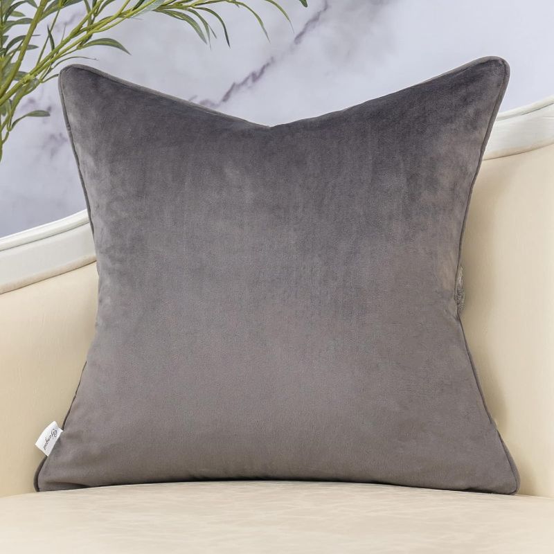 Photo 1 of Yangest GRAY SHELL Square Pillow Cover Cut Velvet Cushion Cover Luxury Modern Pillowcover for Couch Living Room Bedroom,20x20 Inch