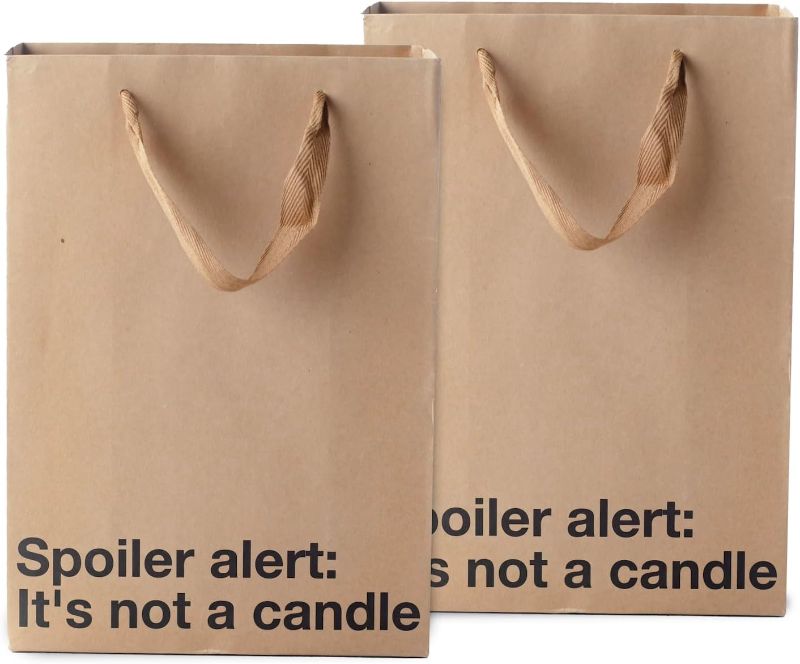 Photo 1 of 2 PACK(4 BAGS) MilkToast Brands Spoiler Alert It's Not A Candle Funny Gift Bag - Inappropriate Snarky Birthday Wrapping, Perfect for Friends, Coworkers, Office Parties, White Elephant, and Quirky Adult Humor