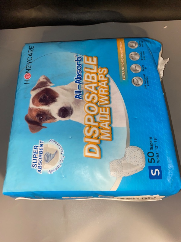 Photo 1 of HONEY CARE All-Absorb A26 Male Dog Wrap, 50 Count, Small
