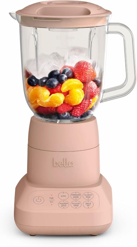 Photo 1 of bella 10 Speed Countertop Blender, Juicer & Smoothie Maker, Fits-anywhere™ Kitchenware, Slim Flip & Store Design, Dishwasher Safe 48oz Capacity Pitcher & Lid, Stainless Steel Blade, 450 Watt, Blossom
