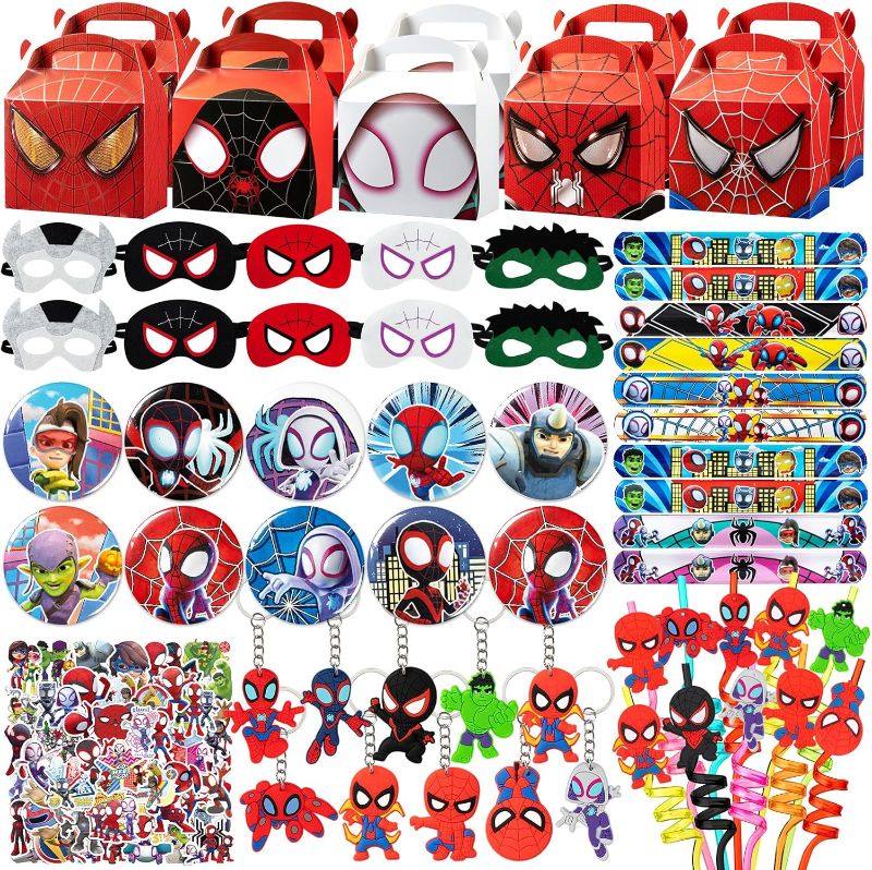 Photo 1 of Birthday decorations,110Pcs Party Favors,Include 10 Wrists,10 Button Pins,10 Key Chains,10 Masks,10 Gift Bags,10 Straws and 50 Stickers