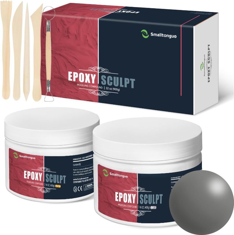 Photo 1 of ORANGE AND WHITE- Smalltongue AB Epoxy Sculpt Clay, 2 Part Modeling Compound (A & B) 2 Pound, Epoxy Sculpture Modeling Paste Clay, for Modeling, Repair, Fill Up Retrofit and Sculpture, Natural Colors
