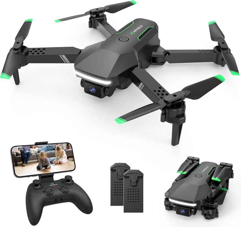 Photo 1 of Drone with Camera for Kids - RC Helicopter Boy Gifts Toys, Mini FPV Drones with 1080P HD Camera, Foldable Remote Control Quadcopter with One Key Start, Stable Hover, Gesture Selfie, 2 Batteries, Black
