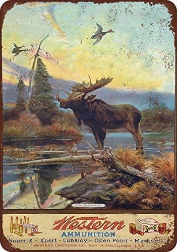 Photo 1 of NA Metal Tin Sign Decor Iron Painting Western Ammunition and Moose Vintage Farm Vintage Art Deco
