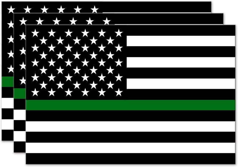 Photo 1 of GEEKBEAR American Flag Car Magnet (Thin Green Line, 3 Pack)
