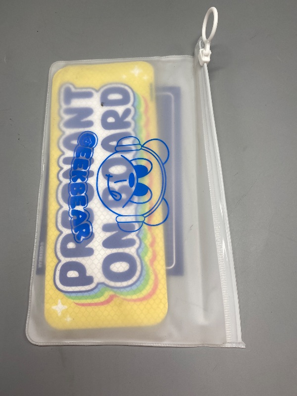 Photo 1 of YELLOW** GEEKBEAR [Signature] Pregnant on Board Car Magnet - Rainbow Line - Rectangular 8.7 x 3.5 in (1, YELLOW)