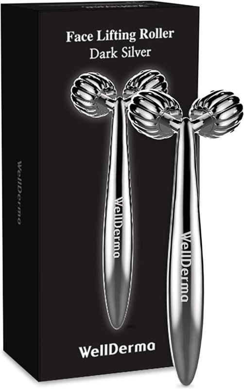 Photo 1 of WellDerma Face Lifting Dark Silver Roller Ergonomic Lifting and V-Lines Massage Roller