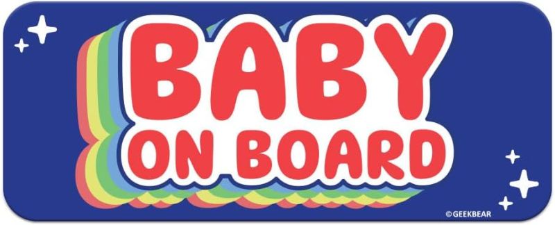 Photo 1 of GEEKBEAR [Signature] Baby on Board Car Magnet - Rainbow Line - Rectangular 8.7 x 3.5 in (3, Blue)
