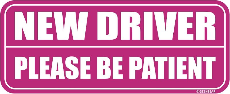 Photo 1 of 3 PACK** GEEKBEAR New Driver Car Magnet - Colorful, Reflective, Weather-Resistant - Rectangular 8.7 x 3.5 in (Pink/Pink)