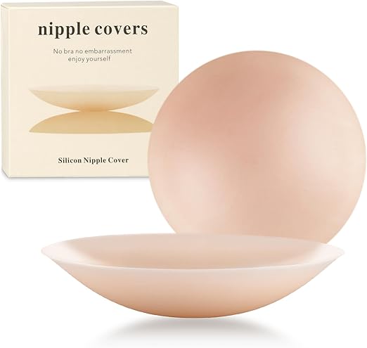 Photo 1 of LATTE-2 PAIRS-Nipple Covers - Sticky Adhesive Silicone Nipple Pasties,reusable Seamless pasty Nipple Pasties for women