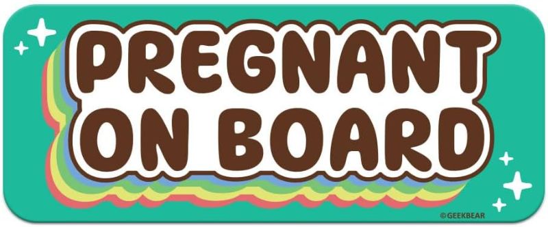 Photo 1 of 1 YELLOW- GEEKBEAR [Signature] Pregnant on Board Car Magnet - Rainbow Line - Rectangular 8.7 x 3.5 in