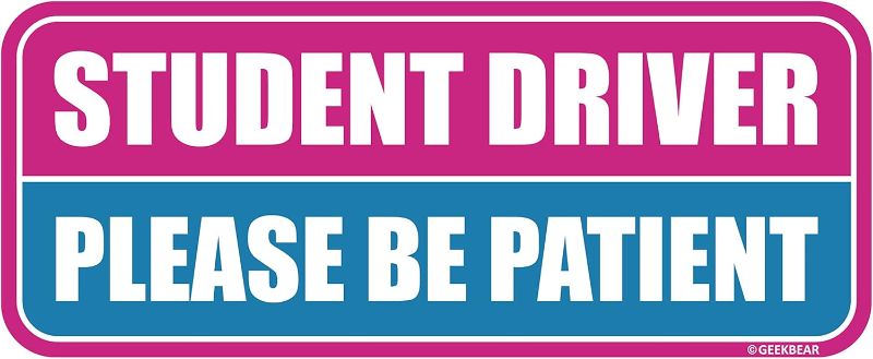 Photo 1 of PIN/PINK** GEEKBEAR Student Driver Car Magnet - Colorful, Reflective, Weather-Resistant - Rectangular 8.7 x 3.5 in