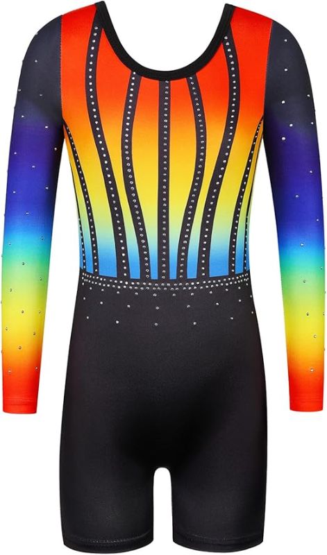Photo 1 of 6/7 GIRLS BAOHULU Gymnastics Leotards for Toddler Girls Long Sleeve Sparkle Stripes Tank Biketards Dance Unitards