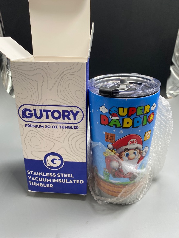 Photo 1 of BLUE CHRISTMAS** 34HD Father Day Gifts, Daddio Tumbler with Lid 20 oz Stainless Steel, Dad Coffee Mug, Gamer Dad Present, Daddy Birthday Gifts from Daughter, Son, Wife
