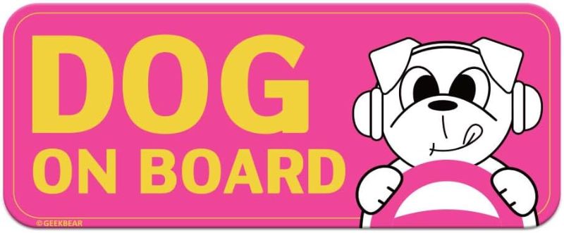Photo 1 of GEEKBEAR [Signature] Dog on Board Car Magnet - Geekbear Line - Rectangular 8.7 x 3.5 in (1, Pink)
