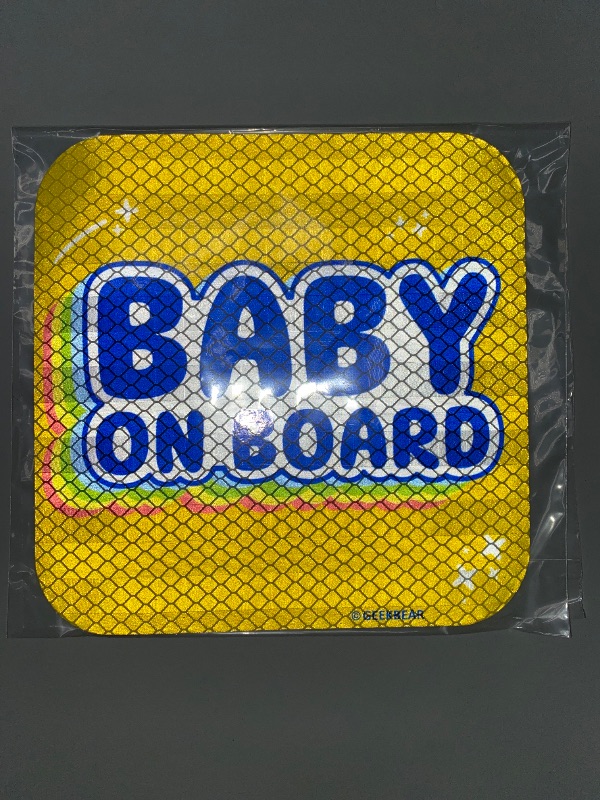 Photo 1 of YELLOW GEEKBEAR [Signature] Baby on Board Car Magnet - Signature Line - Square 5.3 x 5.3