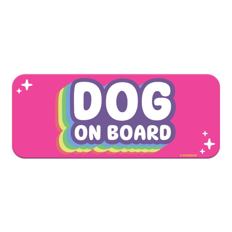 Photo 1 of GEEKBEAR [Signature] Dog on Board Car Magnet - Geekbear Line - Rectangular 8.7 x 3.5 in (1, Pink)
