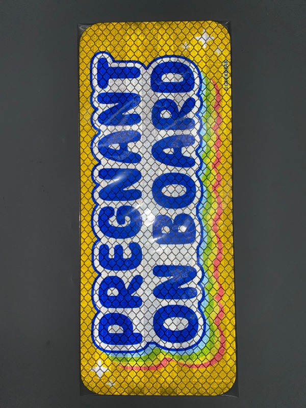 Photo 1 of YELLOW*** GEEKBEAR [Signature] Pregnant on Board Car Magnet - Geekbear Line - Rectangular 8.7 x 3.5 in (1, Yellow)
