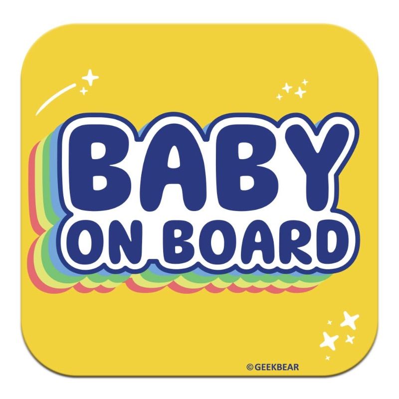 Photo 1 of YELLOW GEEKBEAR [Signature] Baby on Board Car Magnet - Signature Line - Square 5.3 x 5.3