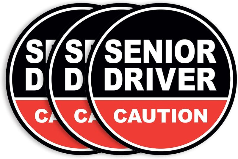 Photo 1 of PINK/MINT*** GEEKBEAR Senior Driver Car Magnet - Colorful, Reflective, Weather-Resistant - Circular 4.7 x 4.7 in (PINK/MINT, 3 Pack)