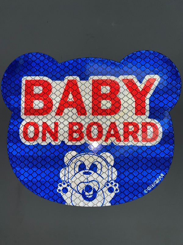 Photo 1 of GEEKBEAR [Signature] Baby on Board Car Magnet - Geekbear Line - Bear Shape 5.6 x 4.7 in (1, BLUE)