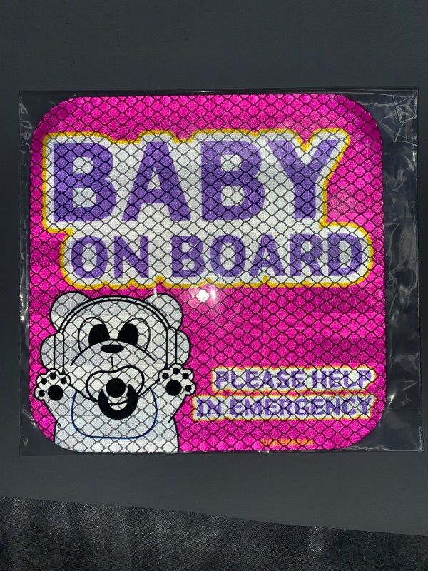 Photo 1 of PINK GEEKBEAR Baby on Board Car Sign - Sticker or Magnet & Color Options, Weather-Resistant 