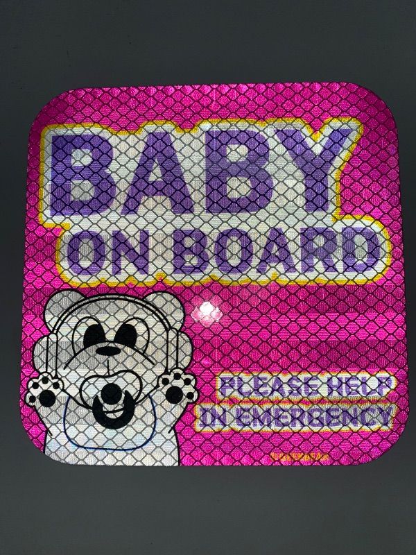 Photo 1 of PINK GEEKBEAR Baby on Board Car Sign - Sticker or Magnet & Color Options, Weather-Resistant 