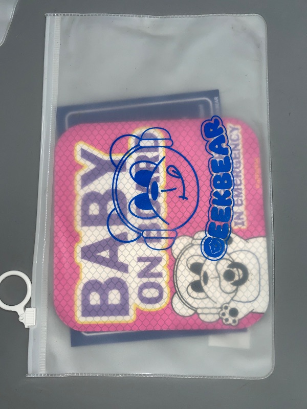 Photo 1 of PINK GEEKBEAR Baby on Board Car Sign - Sticker or Magnet & Color Options, Weather-Resistant 