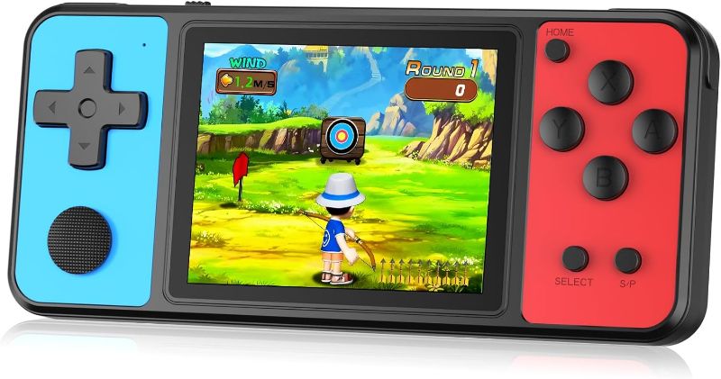 Photo 1 of 32 Bit Handheld Games for Kids Built-in 139 Video Games,3.0" IPS Screen Rechargeable Portable Arcade Gaming Player,Electronic Toys for Boys Girls Birthday Xmas Gift Blue-Red
