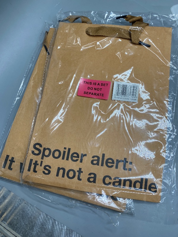 Photo 1 of 2 PACK(4BAGS)- MilkToast Brands Spoiler Alert It's Not A Candle Funny Gift Bag - Inappropriate Snarky Birthday Wrapping, Perfect for Friends, Coworkers, Office Parties, White Elephant, and Quirky Adult Humor
